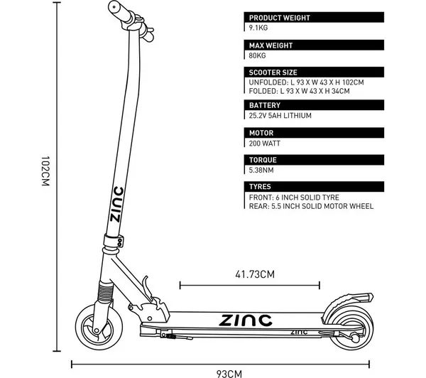 Zinc Eco Electric Folding Scooter